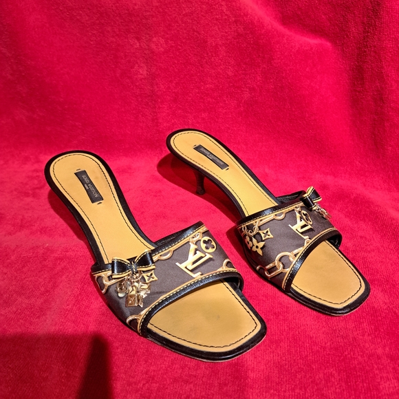 Louis Vuitton Shoes - Louis Vuitton Black and Gold Sandals